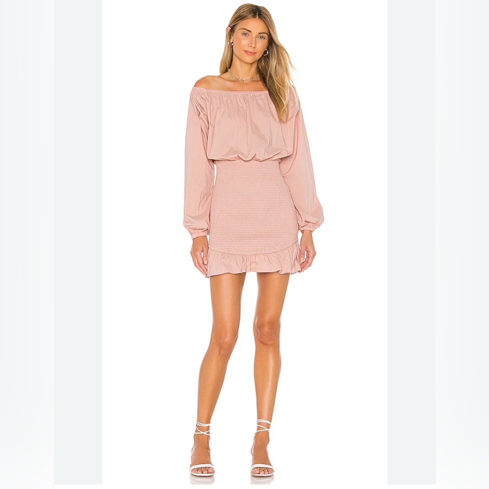 Revolve Song of Style Spencer Smocked Mini Dress Pink